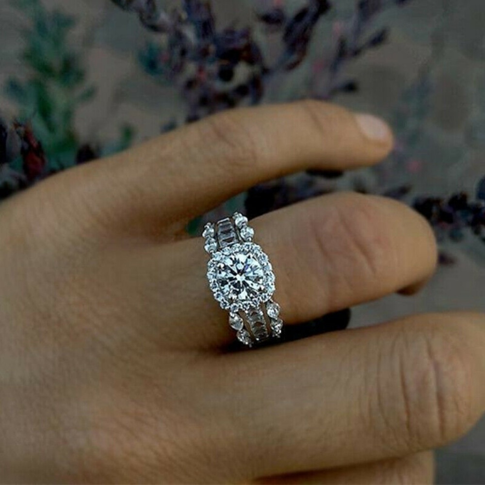 925 Silver Round Cut  White Sapphire Ring New - Picture 5 of 5
